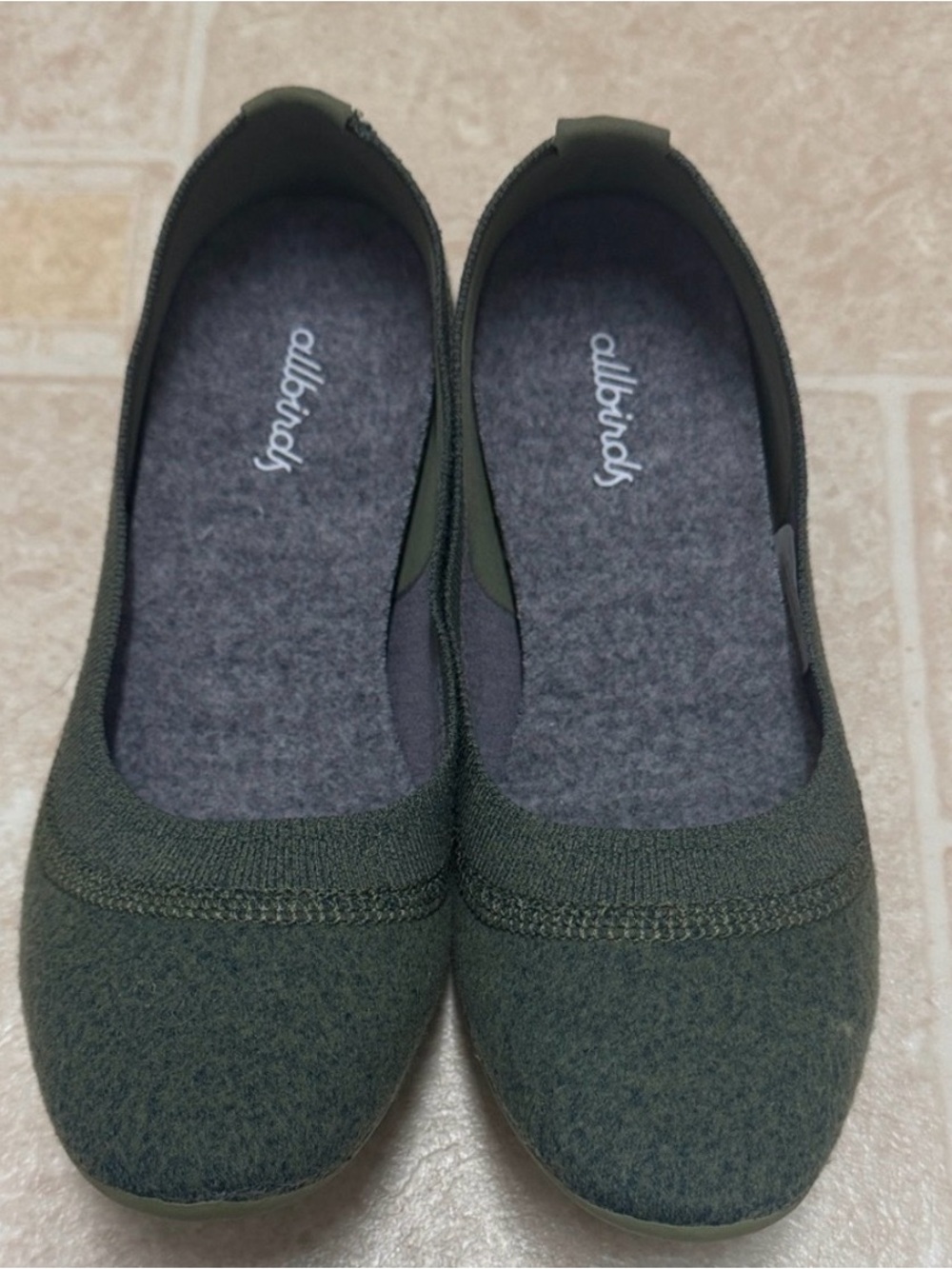 Allbirds Olive Green Wool Breezers Flats Size 6.5 US